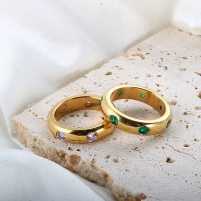 Jewelry Simple Style Geometric 304 Stainless Steel Zircon Plating Rings