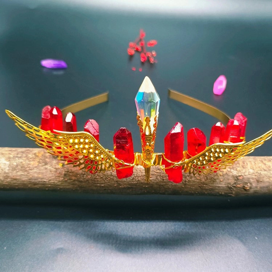 retro crown natural crystal hair band