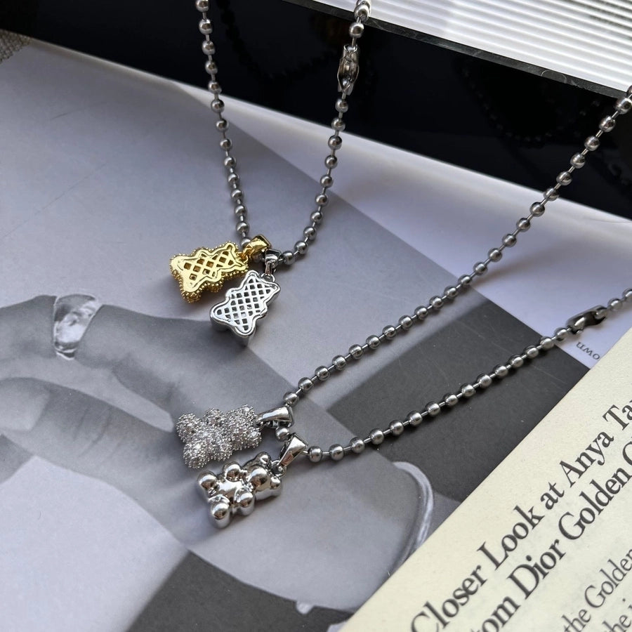 Jewelry Simple Style Classic Style Bear Titanium Steel Plating Pendant Necklace