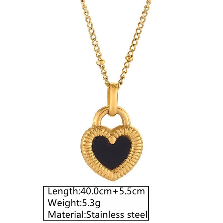 Jewelry Tropical Simple Style Classic Style Heart Shape 304 Stainless Steel 18K Gold Plated Plating Jewelry Set
