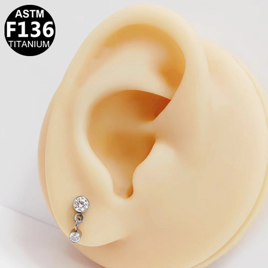 1 Piece Lip Rings Luxurious Classic Style Shiny Round Water Droplets Pure Titanium Titanium Alloy Zircon 14K Gold Plated White Gold Plated Lip Rings Ear Cartilage Rings & Studs