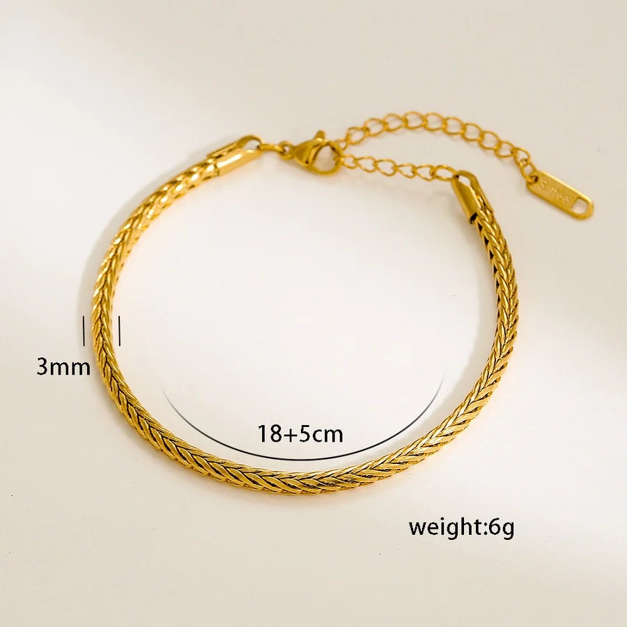 Retro Solid Color 304 Stainless Steel Bracelets In Bulk