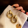 retro c shape solid color metal plating women's earrings 1 pair