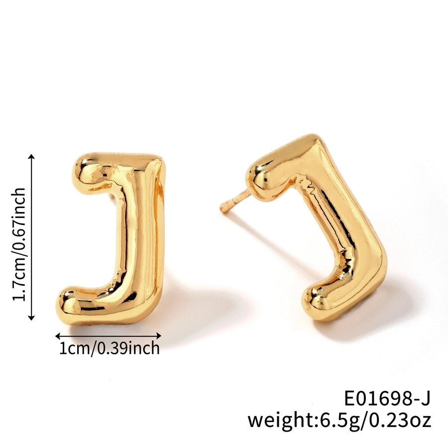 1 Pair Sweet Simple Style Shiny Letter Plating Copper K Gold Plated Ear Studs