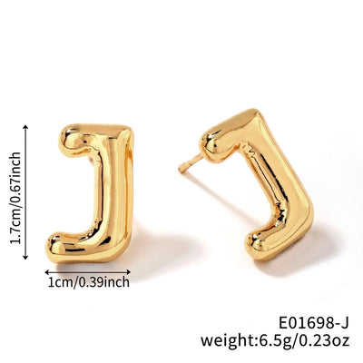 1 Pair Sweet Simple Style Shiny Letter Plating Copper K Gold Plated Ear Studs