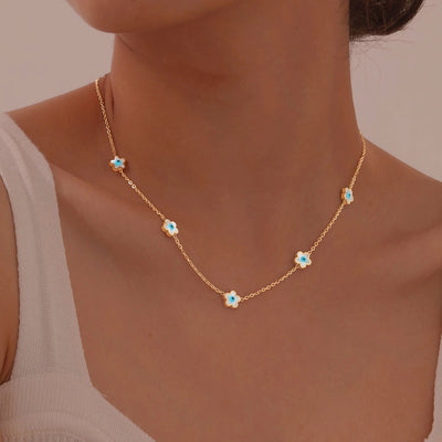 Jewelry Vintage Style Simple Style Heart Shape Eye Flower 201 Stainless Steel Necklace