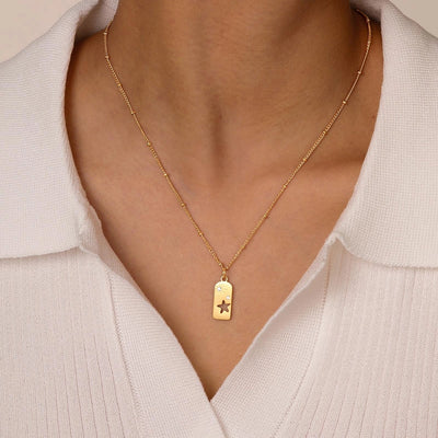 Jewelry IG Style Simple Style Geometric Star 201 Stainless Steel Zircon 18K Gold Plated Hollow Out Inlay Pendant Necklace