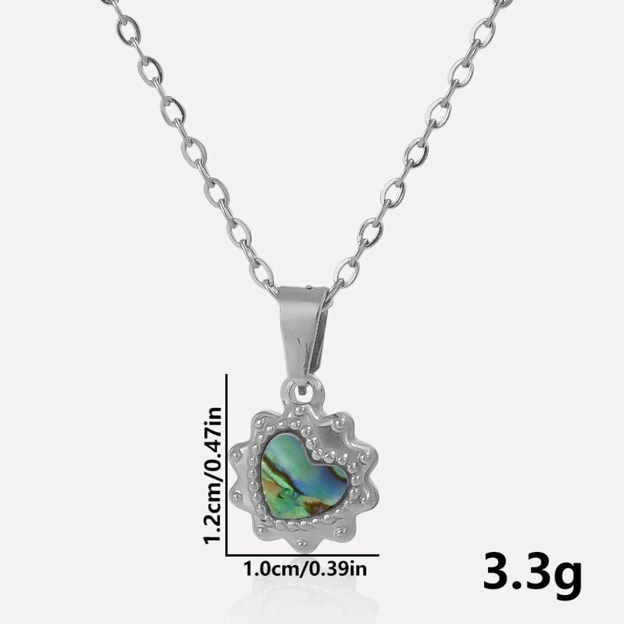 Jewelry Vintage Style Classic Style Heart Shape 304 Stainless Steel Shell Abalone Shell 18K Gold Plated Irregular Plating Pendant Necklace