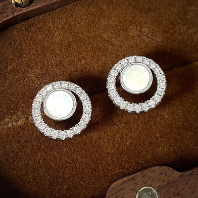 1 Pair IG Style Novelty Circle Hollow Out Inlay Copper Zircon Ear Studs