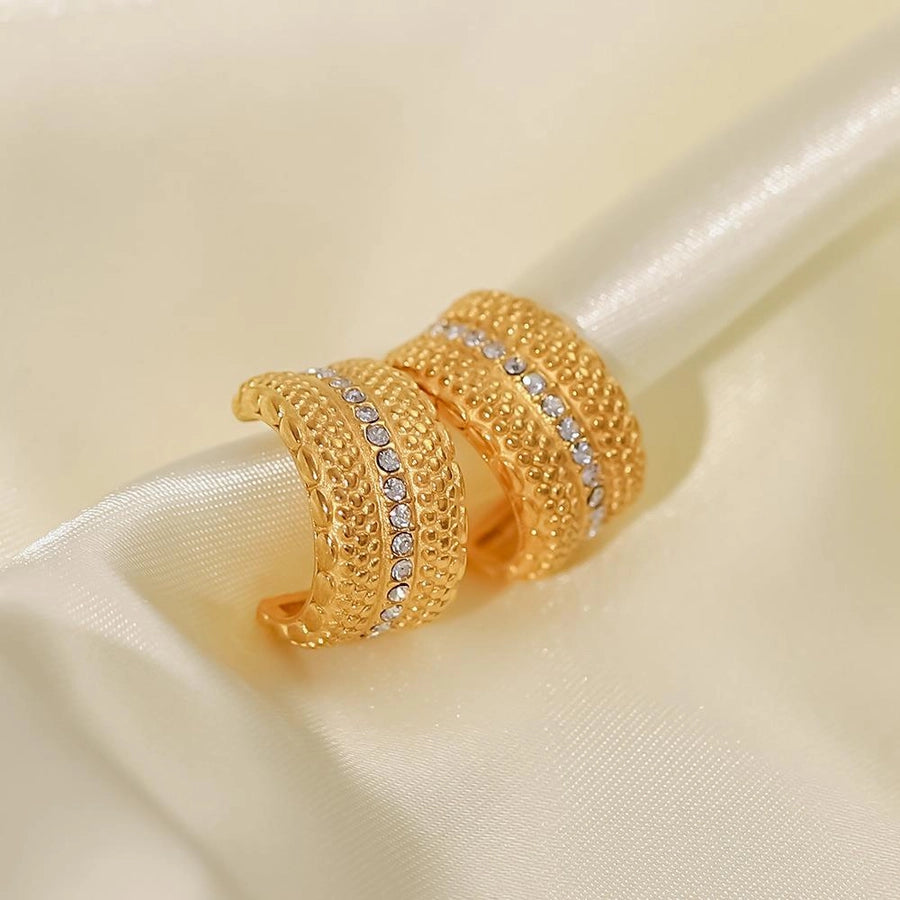 1 Pair Elegant Simple Style Commute Geometric Inlay 304 Stainless Steel Zircon Gold Plated Ear Studs