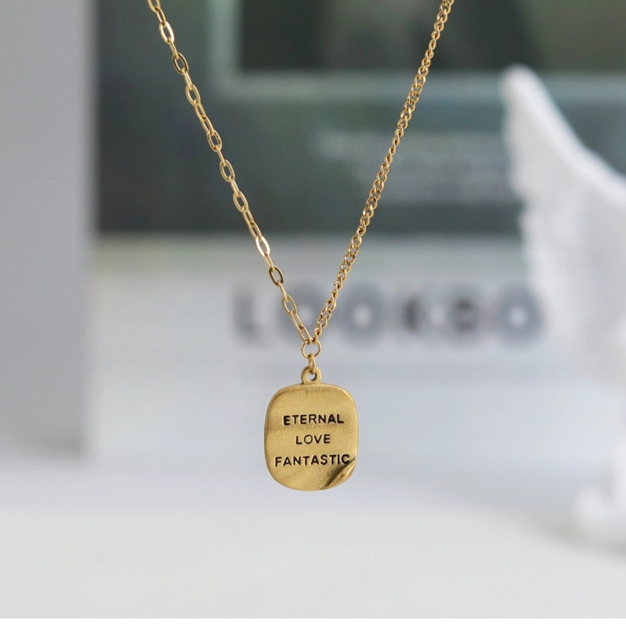 Jewelry Luxurious Romantic Geometric Square 304 Stainless Steel 18K Gold Plated Pendant Necklace