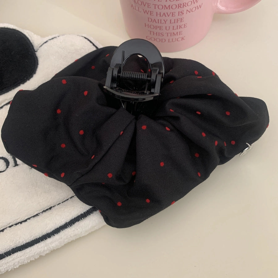 Women's Retro French Style Polka Dots Heart Shape Bow Knot Plastic Cloth Hair Tie Hair Claws