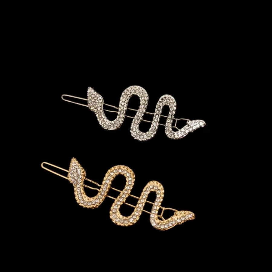 Personalized Snake-Shaped Hairpin Ladies Cold Style Retro Frog Buckle Alloy Rhinestone Clip Bangs Clip