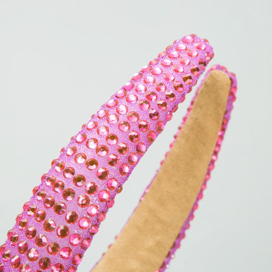 women's shiny solid color cloth sponge inlay rhinestones hair band