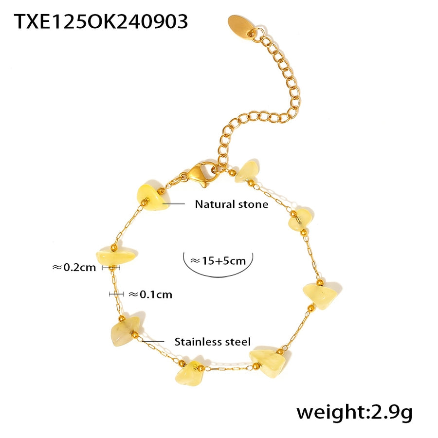 Europe and America  New Natural Stone Temperament Clavicle Necklace Bracelet Stainless Steel Non-Fading Light Luxury Jewelry Suit