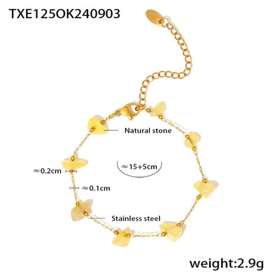 Europe and America  New Natural Stone Temperament Clavicle Necklace Bracelet Stainless Steel Non-Fading Light Luxury Jewelry Suit