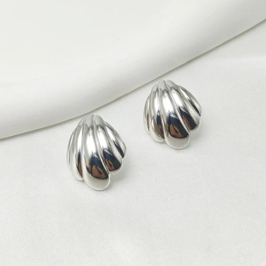 1 Pair Elegant Cute Commute Shell Stamping 304 Stainless Steel Ear Studs