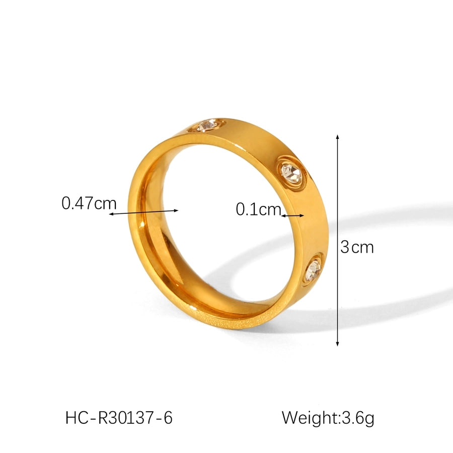 Jewelry IG Style Casual French Style Geometric 304 Stainless Steel Titanium Steel Zircon 18K Gold Plated Rings Bracelets