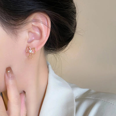 1 Pair Casual Simple Style Streetwear Bow Knot Plating Copper Ear Studs