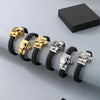 Business Lion's head Wolf Head Skull 304 Stainless Steel Leather 18K Gold Plated Men's Bracelets