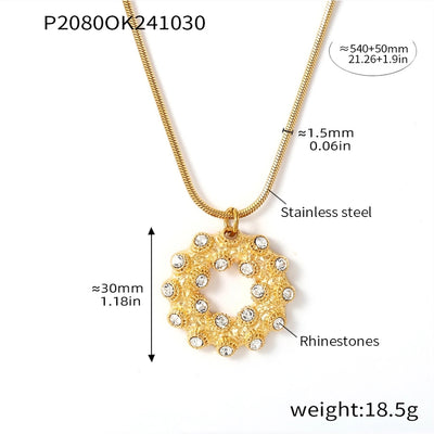 Jewelry Elegant Circle 304 Stainless Steel Rhinestones Glass Stone 18K Gold Plated Plating Inlay Earrings Necklace