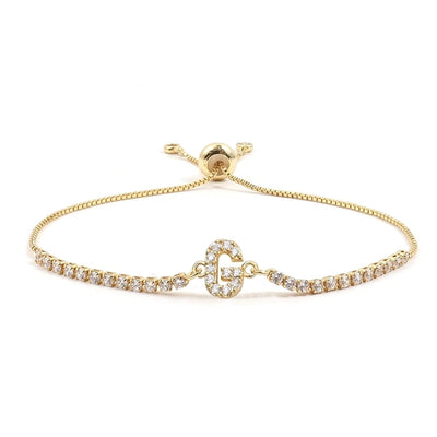 Copper Inlay Letter Zircon Bracelets