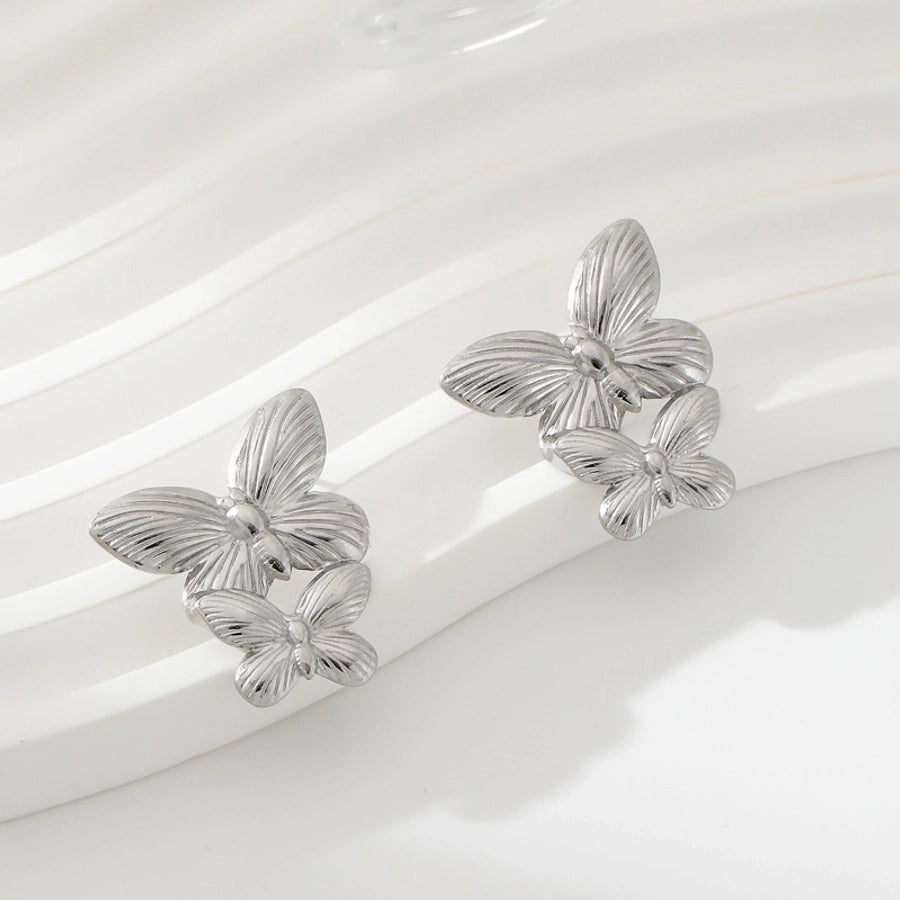 1 Pair Exaggerated Simple Style Oversized Flower Butterfly 304 Stainless Steel Ear Studs