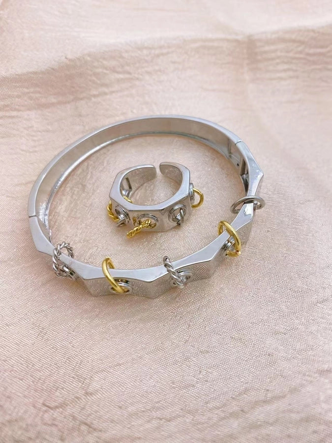 Jewelry Vintage Style Geometric Copper Mixed Metal Rings Bracelets