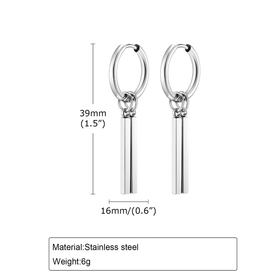 1 Pair Simple Style Rectangle Polishing 201 Stainless Steel Drop Earrings