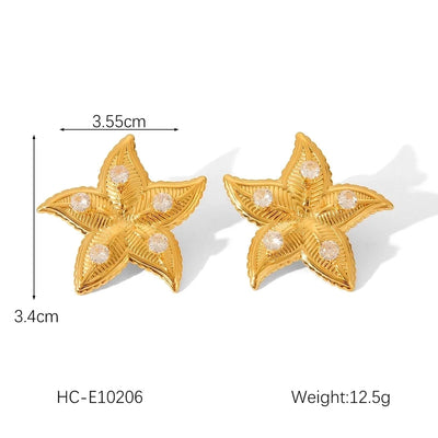 1 Pair IG Style Flower Plating Inlay 304 Stainless Steel Pearl 18K Gold Plated Ear Studs