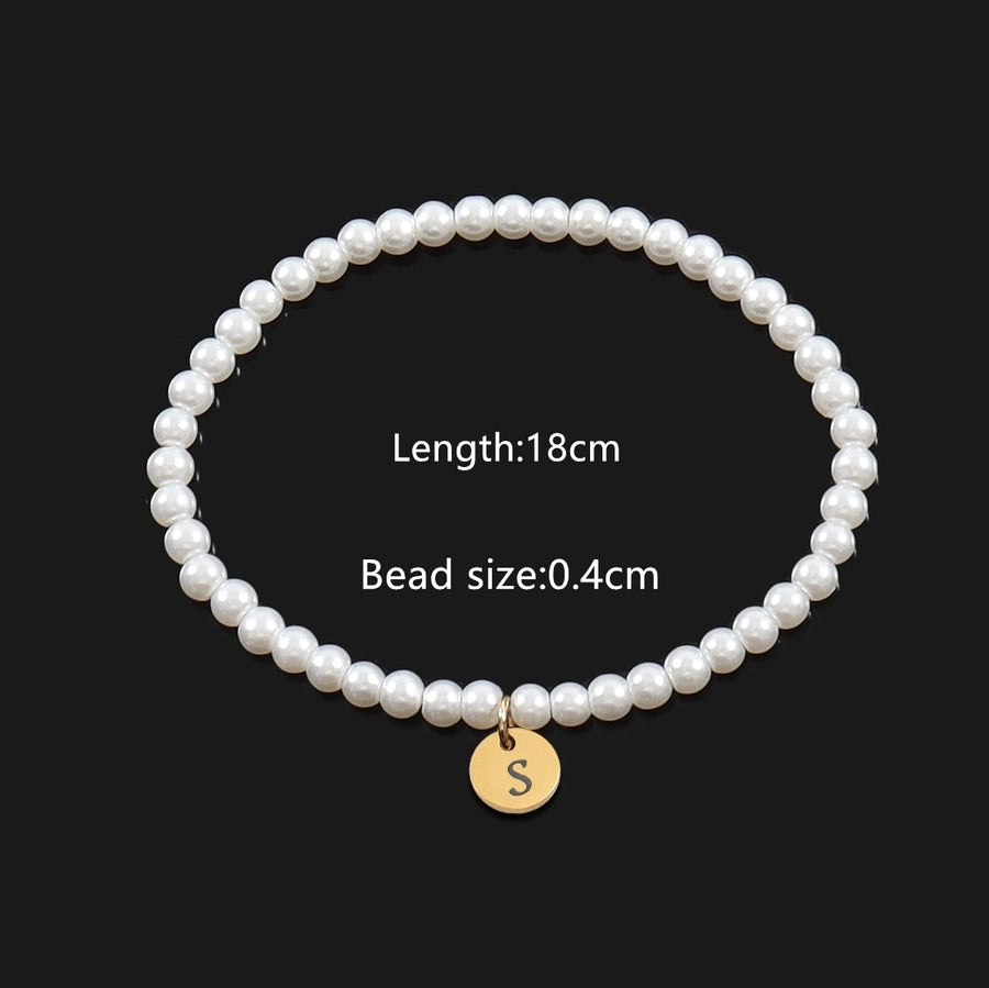 Elegant Simple Style Classic Style Letter 304 Stainless Steel Artificial Pearl Bracelets In Bulk