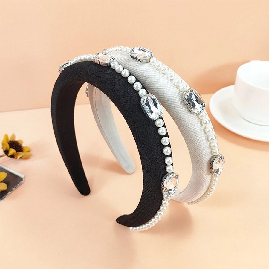 sweet solid color cloth plating inlay rhinestones hair band