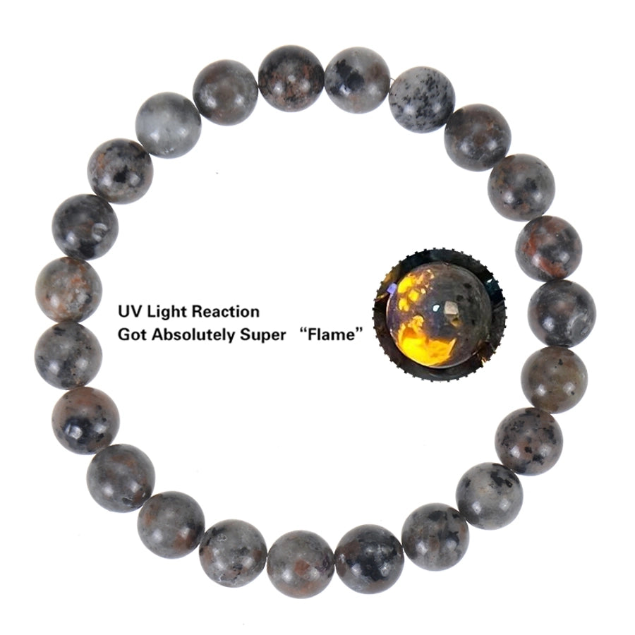 6/8/10mm Flame Stone Bracelet European and American Ins Punk Natural Flame Stone Beaded Bracelet Men and Women Jewelry