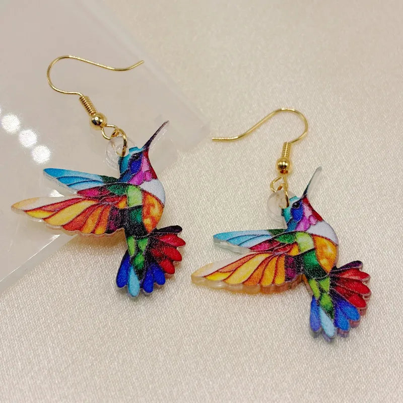 1 Pair Cartoon Style Exaggerated Cool Style Bird Arylic Iron Drop Earrings