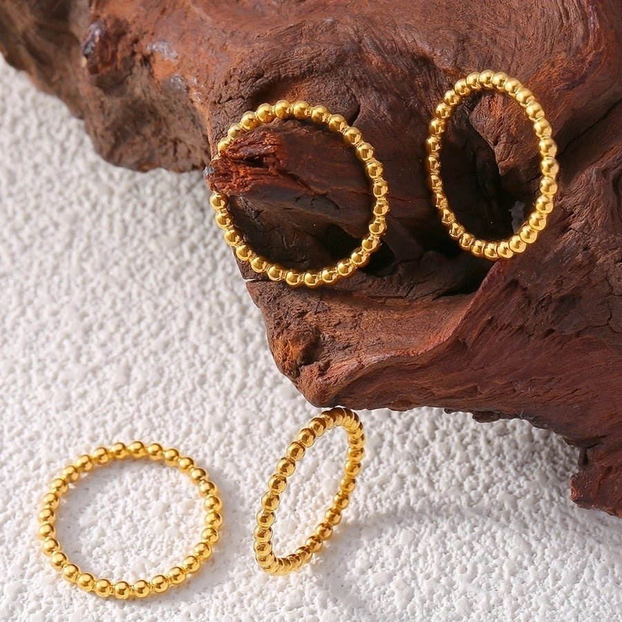 Jewelry Simple Style Commute Round 304 Stainless Steel 18K Gold Plated Rings