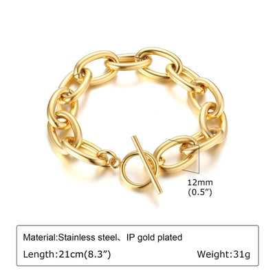 Elegant Simple Style Streetwear Solid Color 304 Stainless Steel 18K Gold Plated Bracelets In Bulk