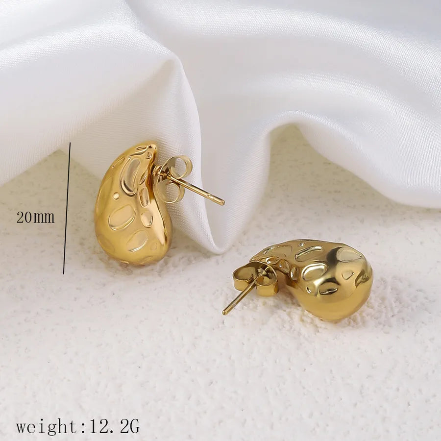 1 Pair Simple Style Commute Geometric Heart Shape Plating Titanium Steel Drop Earrings Earrings Ear Studs