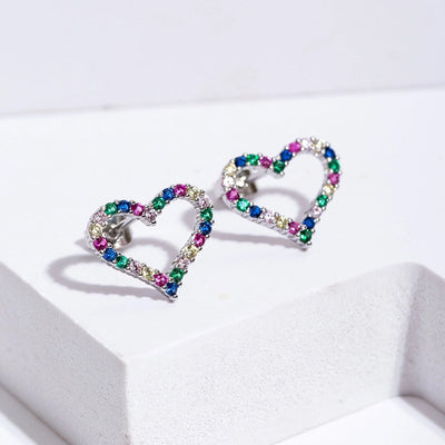 1 Pair Elegant Simple Style Heart Shape Copper Zircon Ear Studs