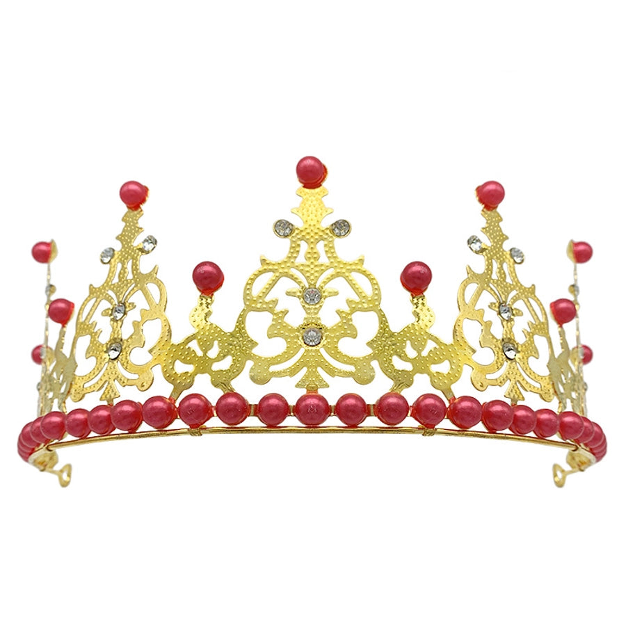 fashion crown imitation pearl alloy rhinestone plating crown 1 piece