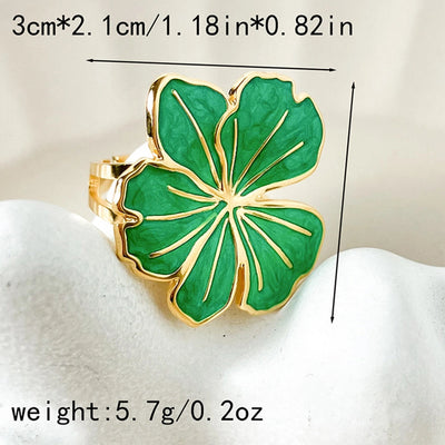 Jewelry Modern Style Sweet Round Sun Flower 304 Stainless Steel Natural Stone 14K Gold Plated Enamel Plating Open Rings
