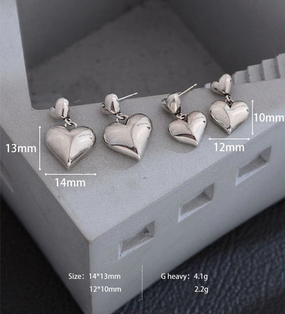 1 Pair Simple Style Heart Shape Copper Drop Earrings