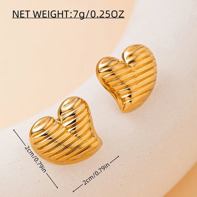 1 Pair Vintage Style French Style British Style Heart Shape 201 Stainless Steel Ear Studs