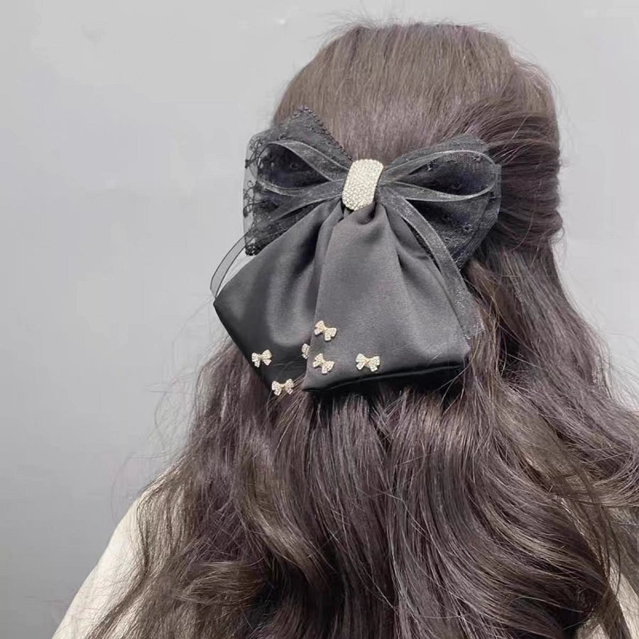 Women's Simple Style Classic Style Bow Knot satin Gauze Inlay Rhinestones hair buckle