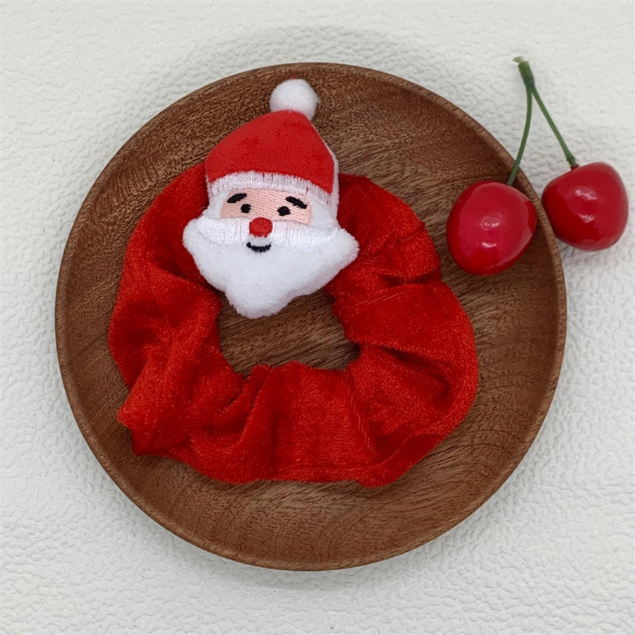 Christmas Cartoon Style Cute Women's Christmas Hat Christmas Tree Santa Claus Flannel Hair Tie