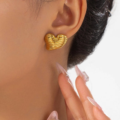 1 Pair Vintage Style French Style British Style Heart Shape 201 Stainless Steel Ear Studs