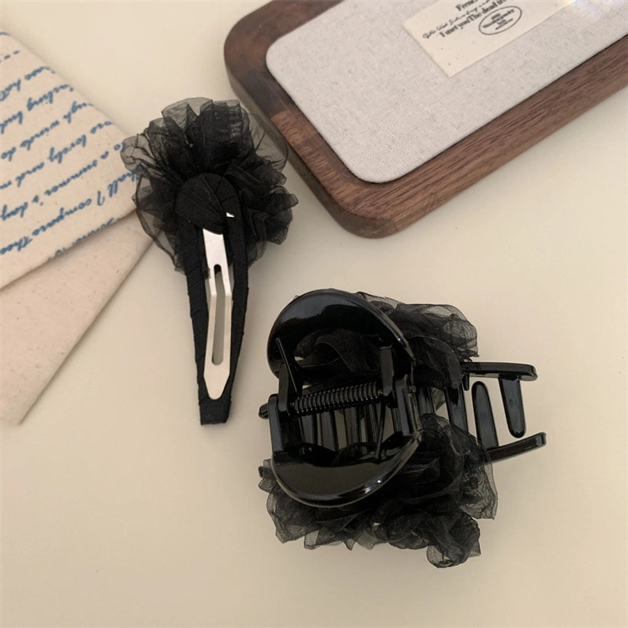 Women's Simple Style Classic Style Flower Gauze Inlay Rhinestones Hair Clip