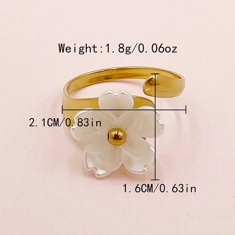 Jewelry Elegant Flower Bow Knot 304 Stainless Steel 14K Gold Plated Open Rings