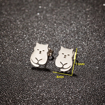 1 Set Halloween Cute Sweet Animal Cat Bat Polishing Inlay 304 Stainless Steel Zircon 18K Gold Plated Ear Studs