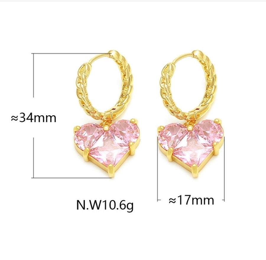 1 Pair Vintage Style Classic Style Heart Shape Plating Copper Zircon Drop Earrings