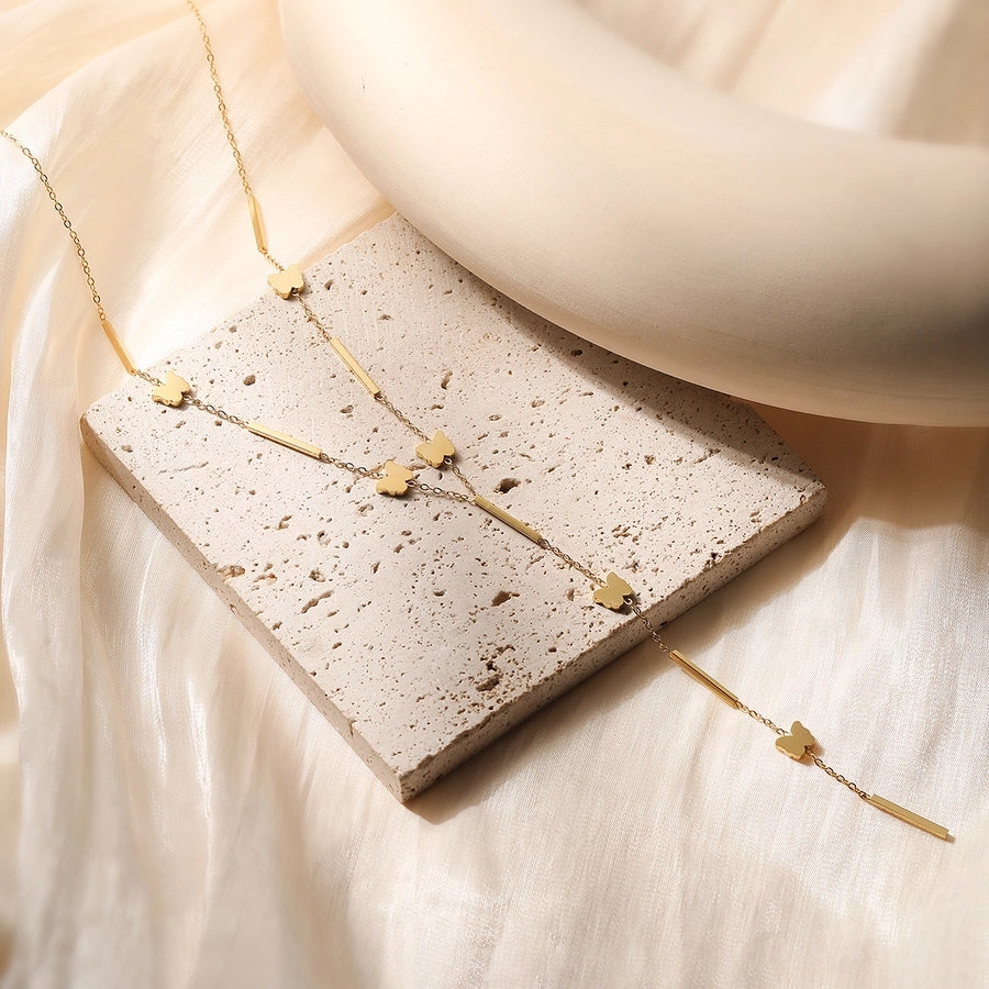 Jewelry Retro Simple Style Commute Geometric Butterfly 304 Stainless Steel Pendant Necklace